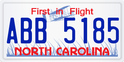 NC license plate ABB5185