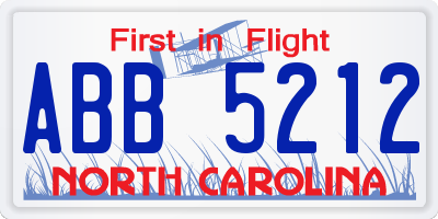 NC license plate ABB5212