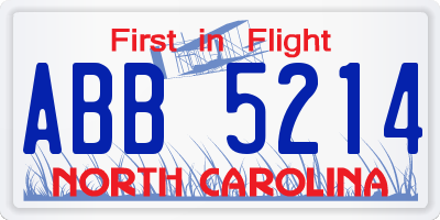 NC license plate ABB5214
