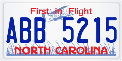 NC license plate ABB5215