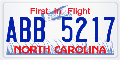 NC license plate ABB5217