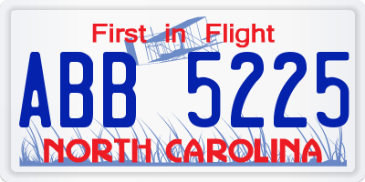 NC license plate ABB5225