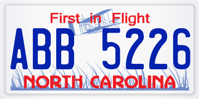NC license plate ABB5226