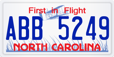 NC license plate ABB5249