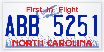 NC license plate ABB5251