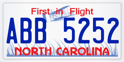 NC license plate ABB5252