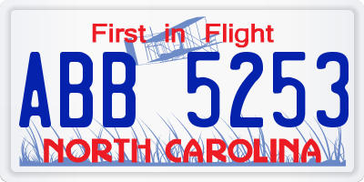 NC license plate ABB5253