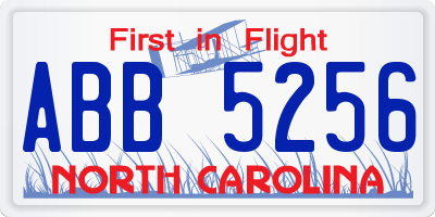 NC license plate ABB5256