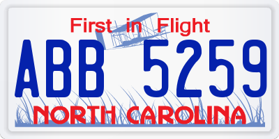 NC license plate ABB5259
