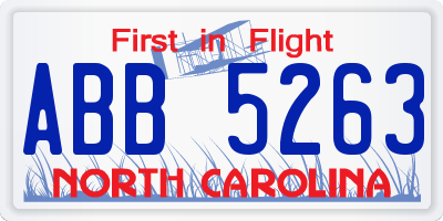 NC license plate ABB5263