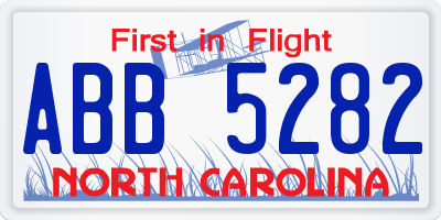 NC license plate ABB5282