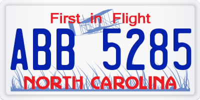 NC license plate ABB5285