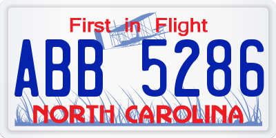 NC license plate ABB5286
