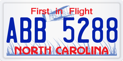 NC license plate ABB5288