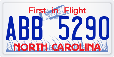 NC license plate ABB5290