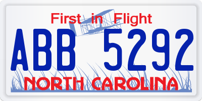 NC license plate ABB5292
