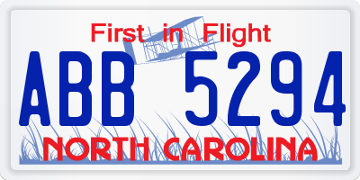 NC license plate ABB5294