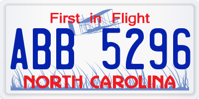 NC license plate ABB5296