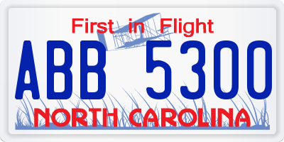 NC license plate ABB5300