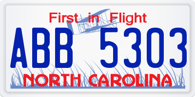 NC license plate ABB5303