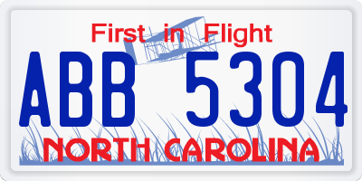 NC license plate ABB5304