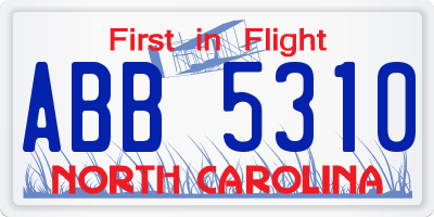 NC license plate ABB5310
