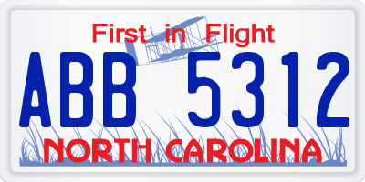 NC license plate ABB5312