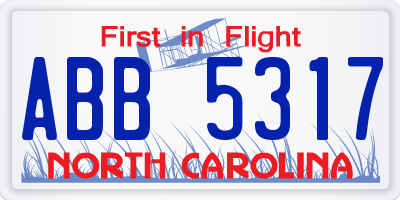 NC license plate ABB5317