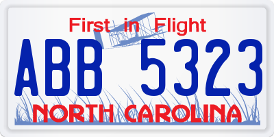 NC license plate ABB5323