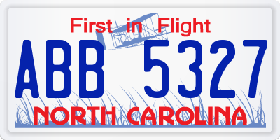 NC license plate ABB5327