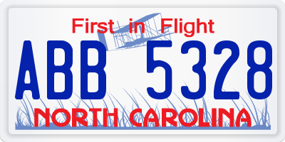NC license plate ABB5328