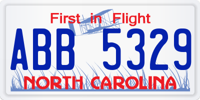 NC license plate ABB5329