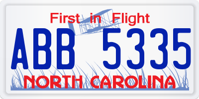 NC license plate ABB5335