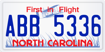 NC license plate ABB5336