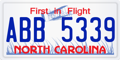 NC license plate ABB5339