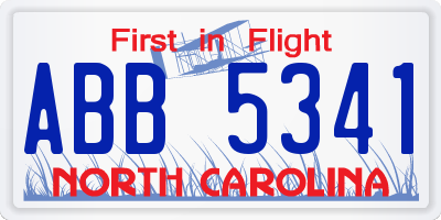 NC license plate ABB5341