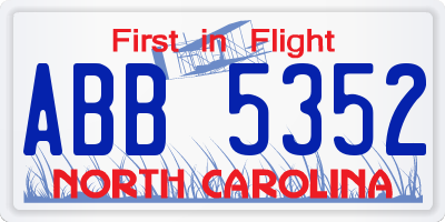 NC license plate ABB5352