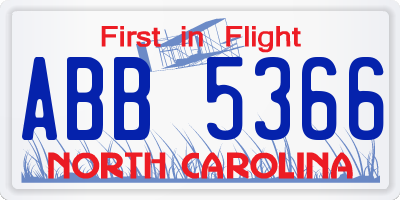 NC license plate ABB5366