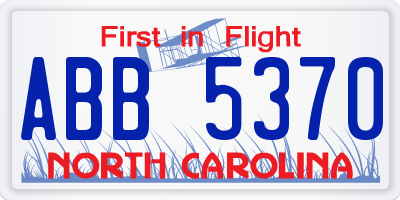 NC license plate ABB5370