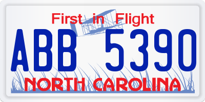NC license plate ABB5390