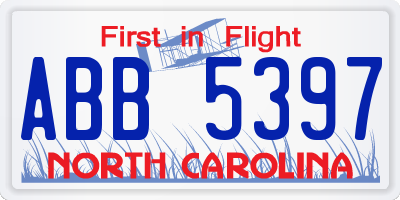 NC license plate ABB5397