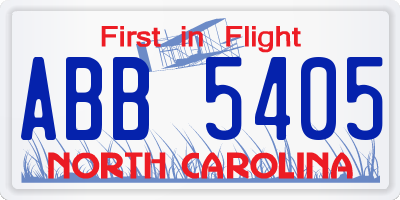 NC license plate ABB5405