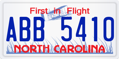 NC license plate ABB5410