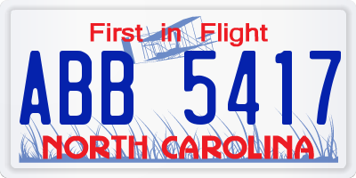 NC license plate ABB5417