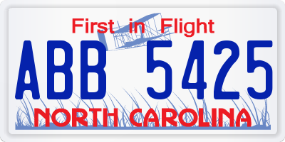 NC license plate ABB5425