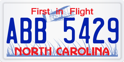 NC license plate ABB5429