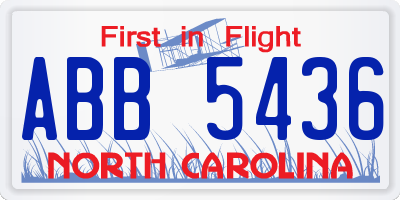 NC license plate ABB5436