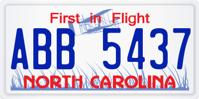 NC license plate ABB5437