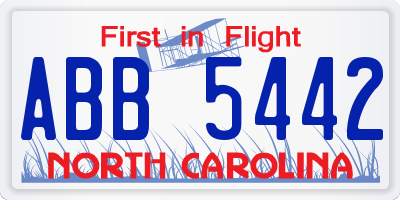 NC license plate ABB5442
