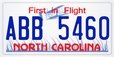 NC license plate ABB5460
